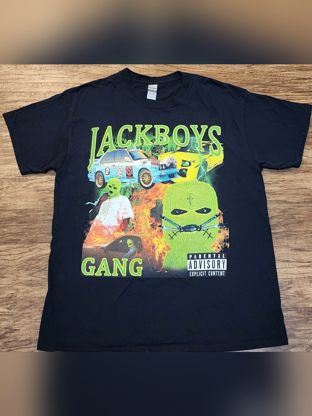 Jackboys Gang Travis Scott Style Graphic Tee Black Gildan Size L